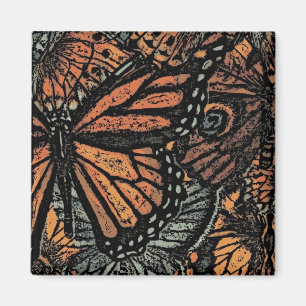 Imán arte de fantasía abstracto de mariposa naranja