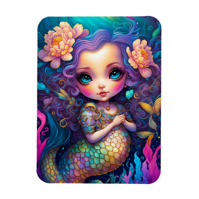 Imán Arte de fantasía con sirena (Vertical)
