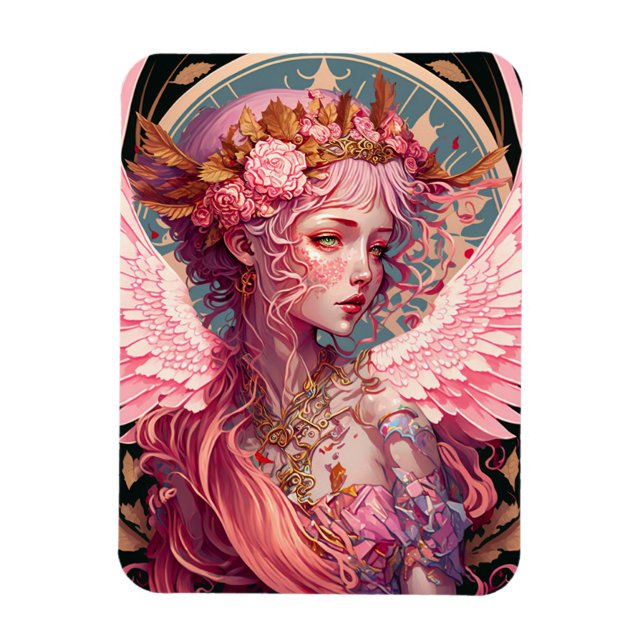 Imán Arte de fantasía de Angel Fairy Rosa (Vertical)
