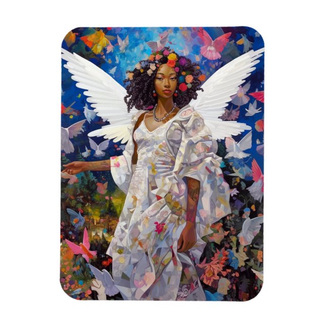 Imán Arte de fantasía de ángel negro (Vertical)