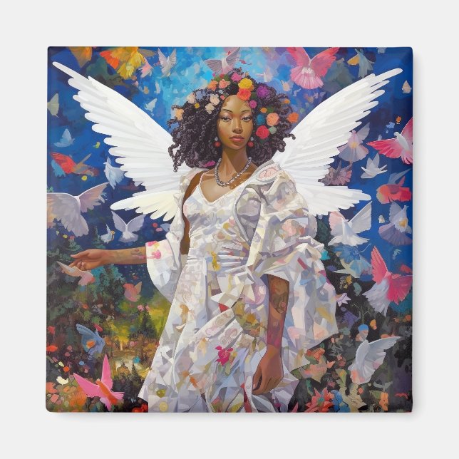 Imán Arte de fantasía de ángel negro (Frente)
