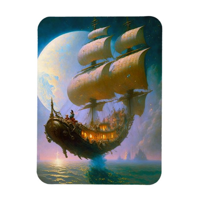 Imán Arte de fantasía de barco volador (Vertical)