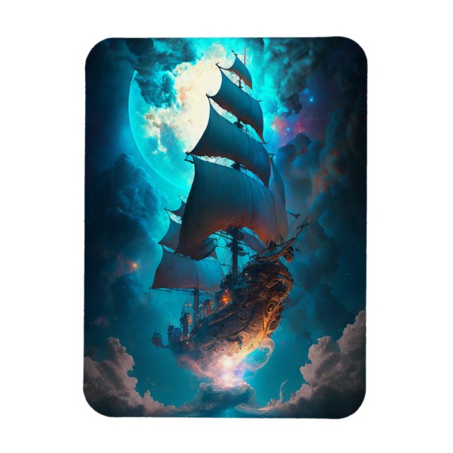 Imán Arte de fantasía de barco volador (Vertical)