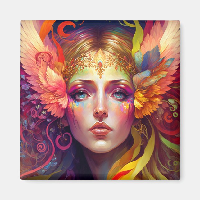 Imán Arte de fantasía de diosa arcoiris (Frente)