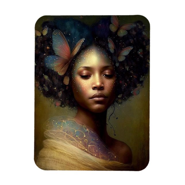 Imán Arte de fantasía de diosa negra (Vertical)