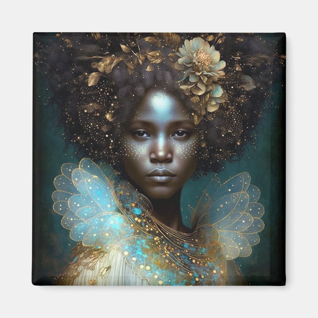 Imán Arte de fantasía de diosa negra (Frente)