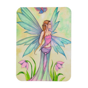 Imán Arte de fantasía de hada mariposa de primavera