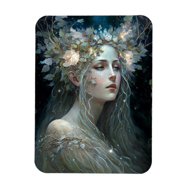 Imán Arte de fantasía de la diosa plateada (Vertical)
