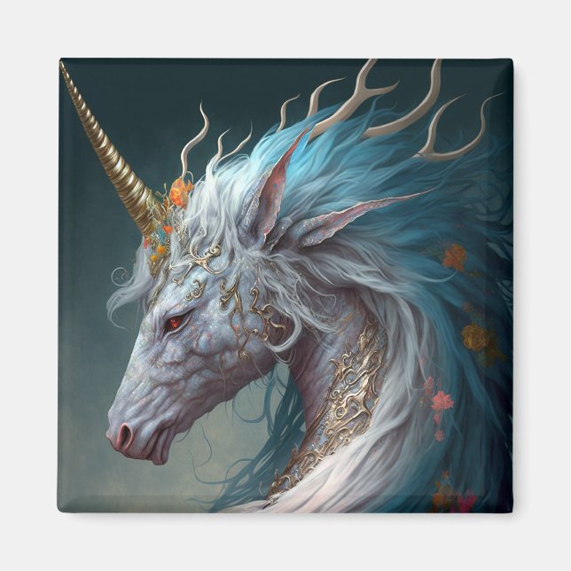 Imán Arte de fantasía de Unicorn Dragon (Frente)