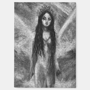 Imán Arte de fantasía en negro y blanco La Luna Dark An