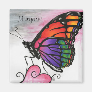 Imán Arte de fantasía original de mariposa monarca arco
