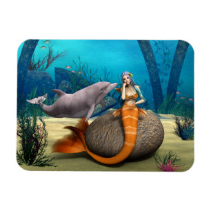 Imán Arte de Fantasía Subacuática de Sirena Delfín Soña