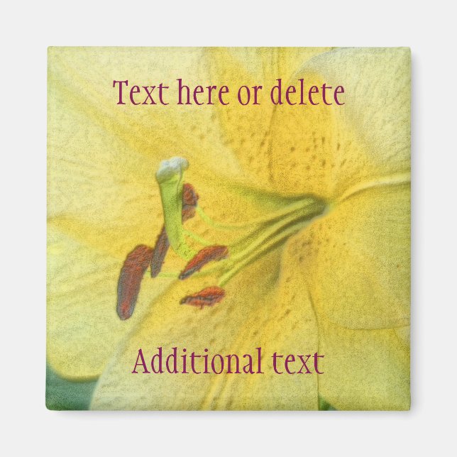 Imán Arte de Flor de Lirio Amarillo Personalizado (Frente)