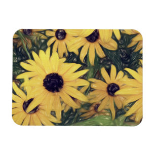 Imán arte de flores amarillas soleadas alegre