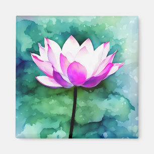 Imán Arte de flores de loto rosa