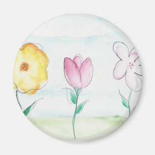Imán Arte de flores pintadas