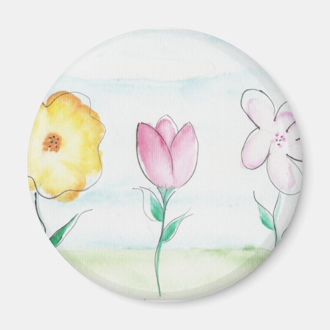 Imán Arte de flores pintadas (Frente)