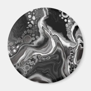 Imán Arte de fluidos de mármol blanco y negro