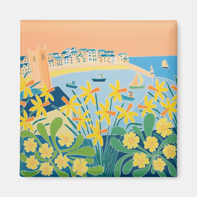 Imán Arte de Fridge: Una ráfaga de Daffodils St Ives (Frente)