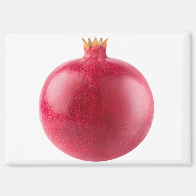 Imán Arte de Fruta de Granada Roja Entera Fresca Comida (Anverso)
