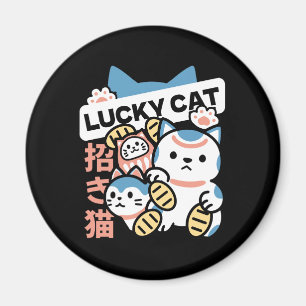 Imán Arte de Gato Afortunado – Maneki Neko con Moneda d