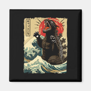 Imán Arte de gato Catzilla divertido gato japonés para