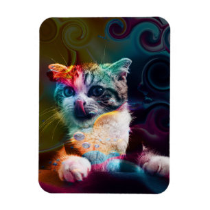 IMÁN ARTE DE GATO COLORIDO DIVERTIDO