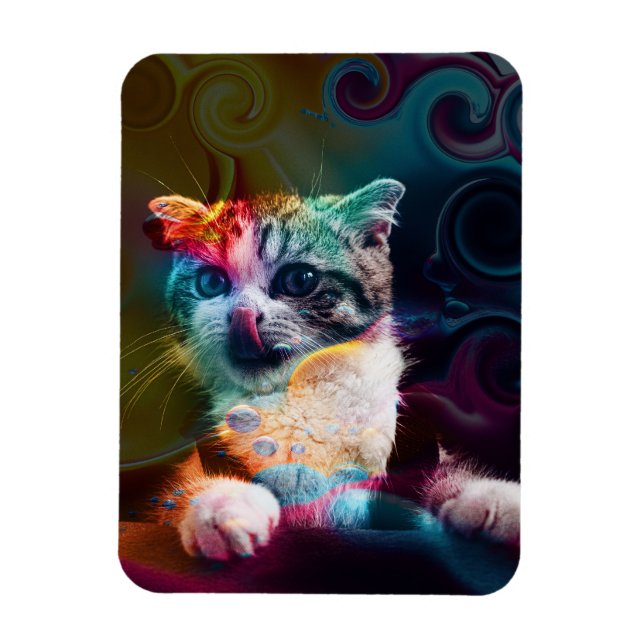 IMÁN ARTE DE GATO COLORIDO DIVERTIDO (Vertical)