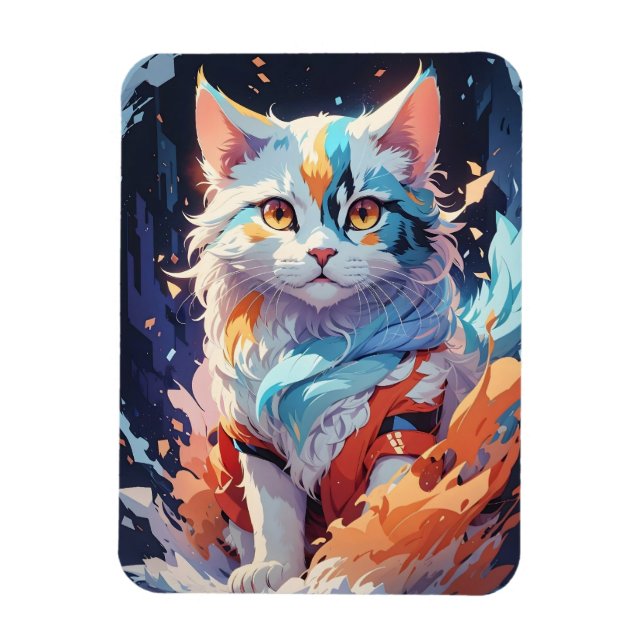 Imán Arte de gato de fantasía de cristal (Vertical)