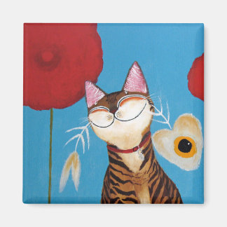 Imán arte de gato - flor de kenzo