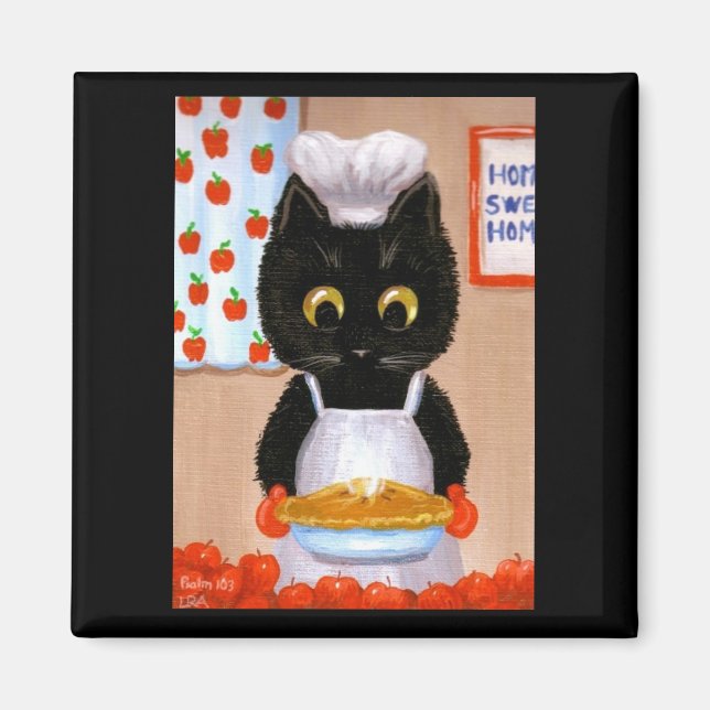 Imán Arte de gato negro Apple Magnet Creationarts Lisa  (Frente)