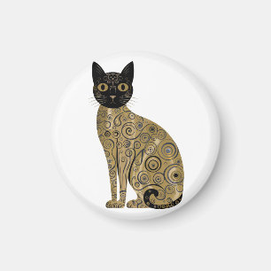 Imán Arte de gato negro decorativo dorado estilo Gustav