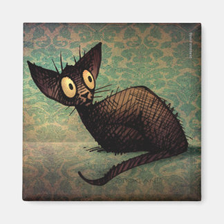 Imán Arte de gato oriental negro divertido