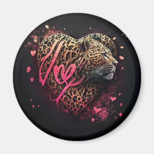 Imán Arte de grafiti de amor de corazón de leopardo