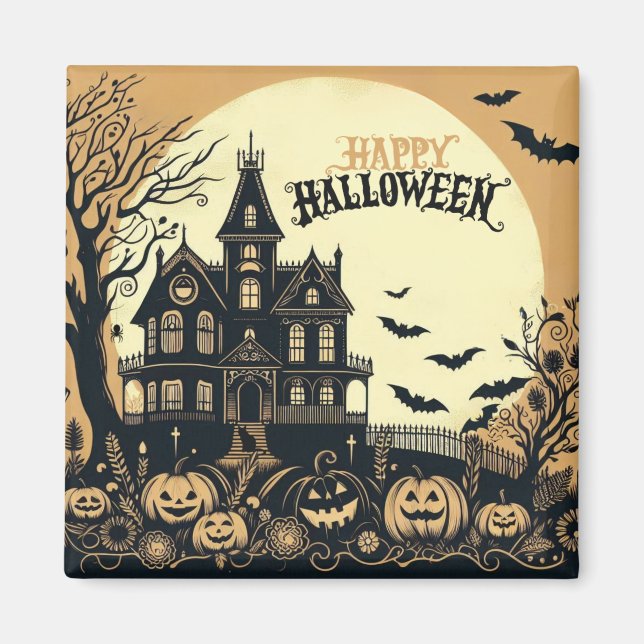 Imán Arte de Halloween feliz (Frente)