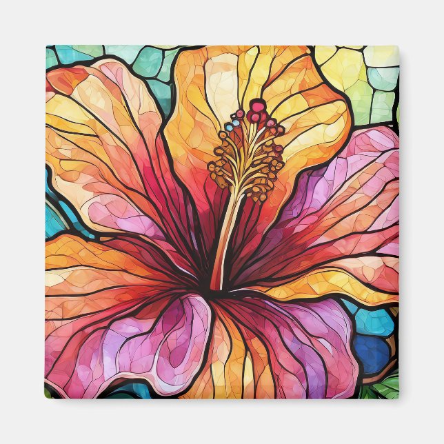 Imán Arte de hibiscos tropicales (Frente)