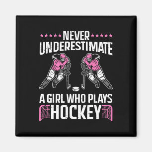 Imán Arte De Hockey Divertido Para Chicas Jugadora De H