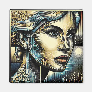 Imán Arte de IA abstracto Rostro de mujer