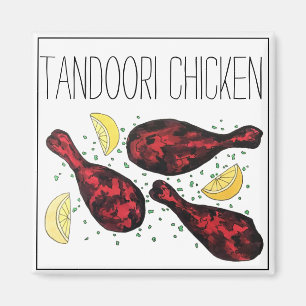 Imán Arte de Ilustracion de comida de pollo de Tandoori