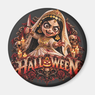 Imán Arte de impresión de la novia zombie espeluznante