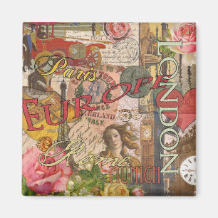 Imán Arte de impresión de viajes europeo Londres París