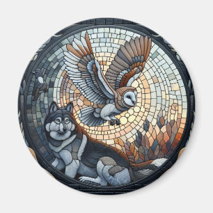 Imán Arte de inteligencia artificial de mosaico de búho