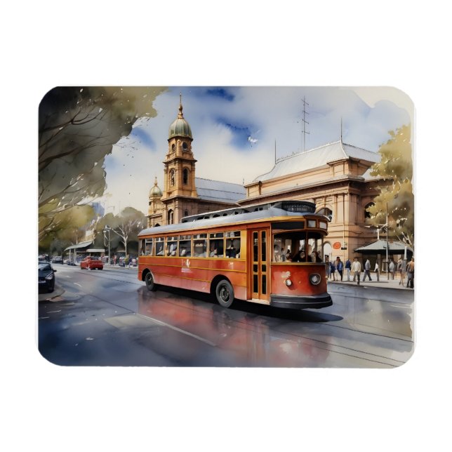 Imán Arte de la acuarela de Melbourne (Horizontal)
