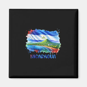 Imán Arte de la bandera de Nicaragua Paisaje volcánico