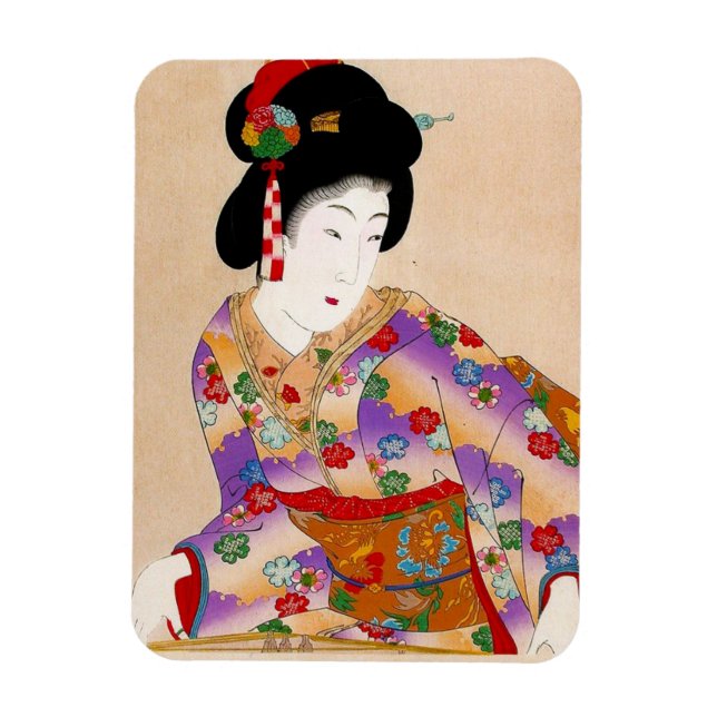 Imán Arte de la dama de geisha clásica japonesa orienta (Vertical)