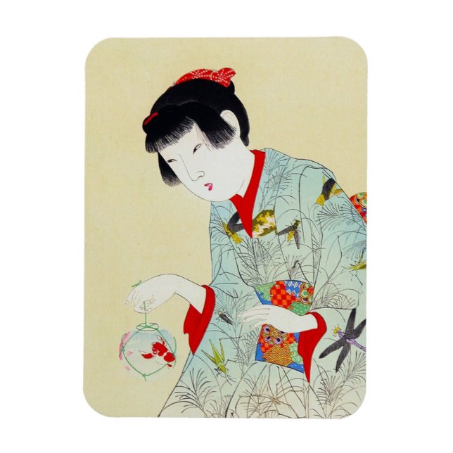 Imán Arte de la dama de geisha clásica japonesa orienta (Vertical)
