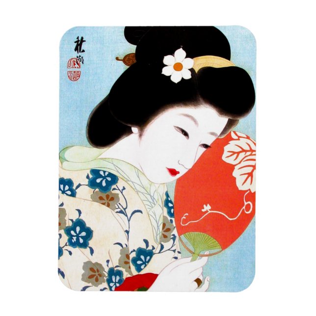 Imán Arte de la dama de geisha clásica japonesa orienta (Vertical)