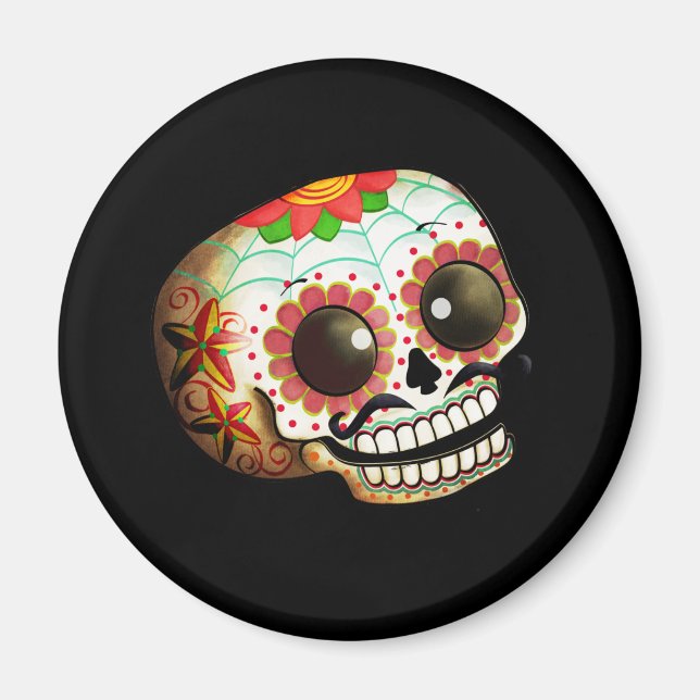 Imán Arte de la pista de azúcar del Día de los Muertos (Frente)