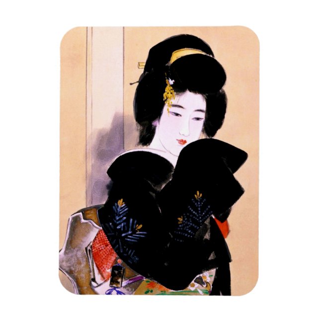 Imán Arte de la señora geisha oriental tradicional japo (Vertical)