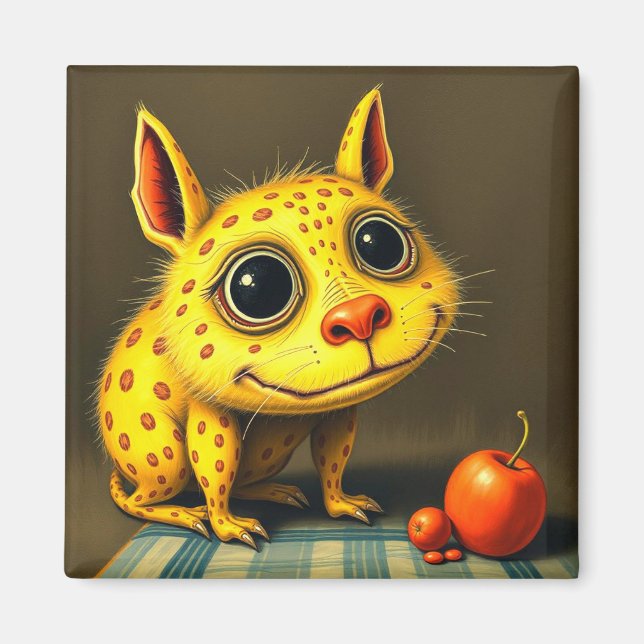 Imán Arte de la vida con divertida impronta de critter  (Frente)